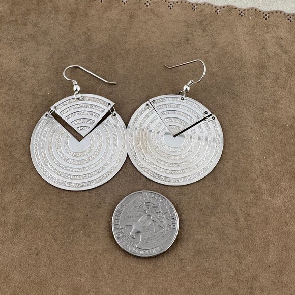 Shimmering Sterling Silver Pop Modern 2 Piece Earrings (Pi) French Wires - Picture 8 of 8